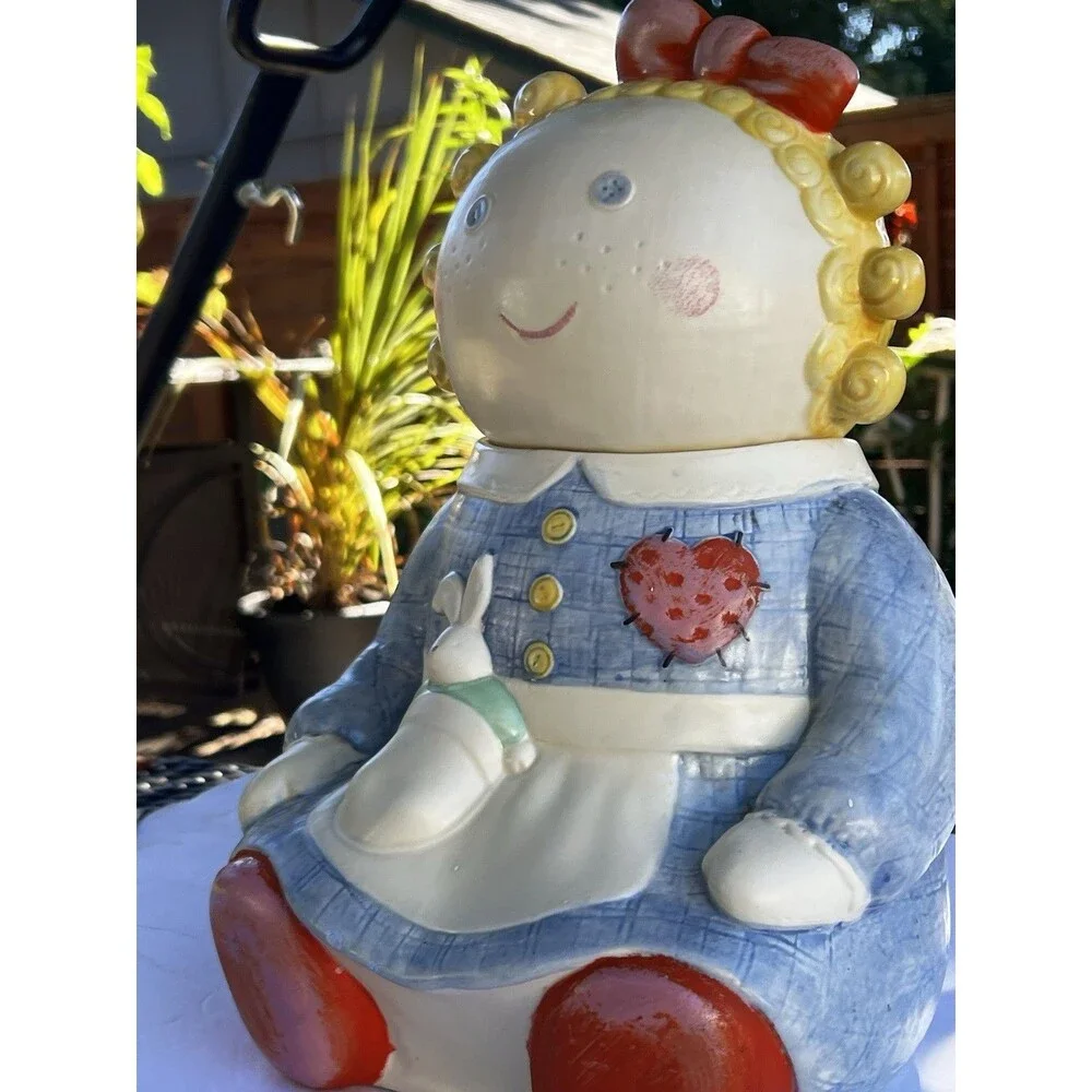 VTG Ceramic Cookie Jar Rag Doll “Sugar” Treasure Craft 1993  14x10 EUC USA